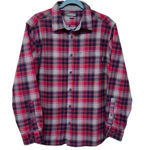 Eddie Bauer Flannel Shirt Mens Large 
red,blue& gray plaid check Great condition